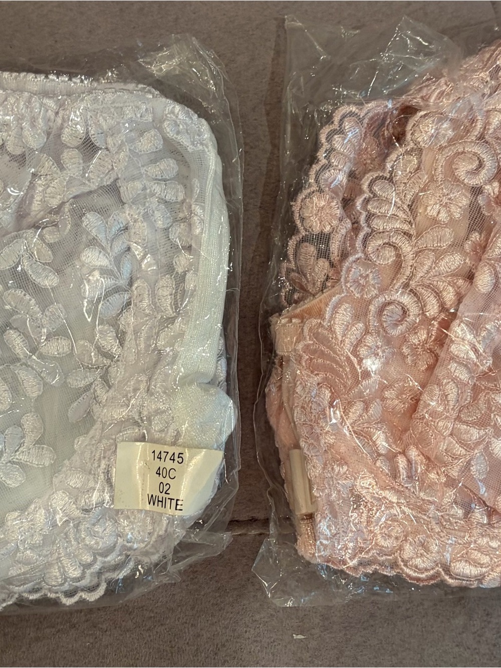 Women's Lace Bra, Set of 2  - White and Light Pink